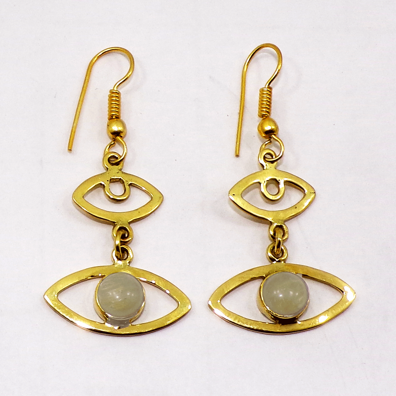 Golden Rutile Cab Earring I - JBE999 New Collection Cab Round Shape 18ct Gold Plating Plain Earring
